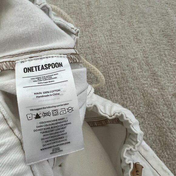 Revolve One Teaspoon Shabbies White Boyfriend Cropped Jeans S - Picture 10 of 10